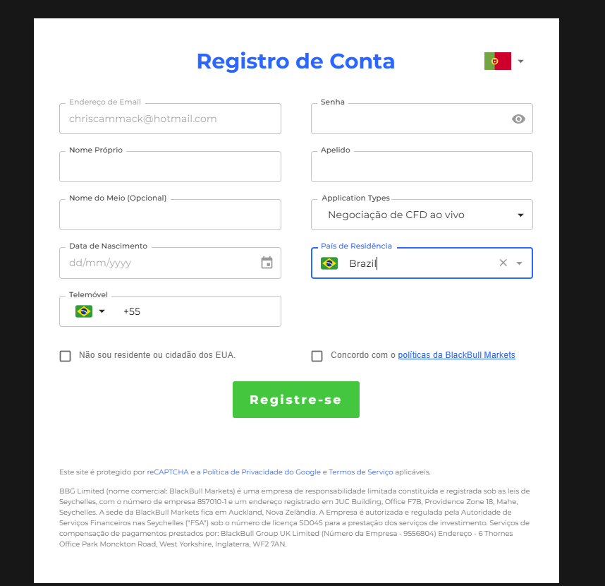 Blackbull Brasil Registration